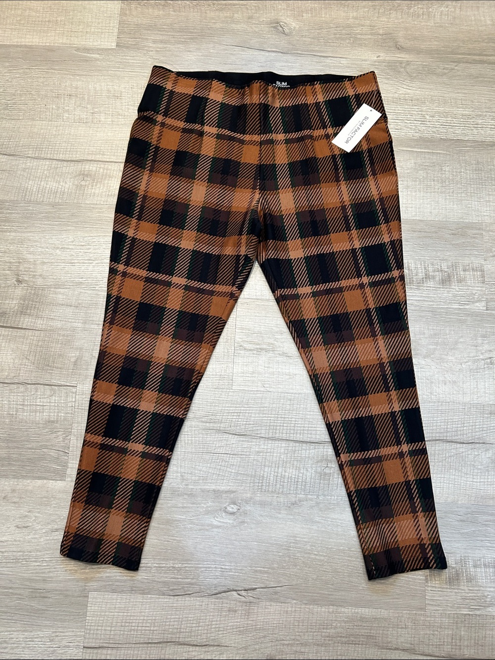NWT Investments Women’s Rawhide Plaid Stretch Pull On Leggings Size XL